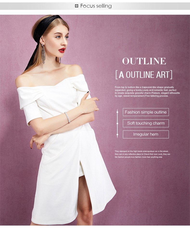 YIGELILA-61209-Latest-New-Fashion-White-Dress-Women-Sexy-Slash-Neck-Off-Shoulder-Short-Sleeve-Solid--32467028171