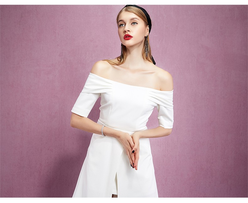 YIGELILA-61209-Latest-New-Fashion-White-Dress-Women-Sexy-Slash-Neck-Off-Shoulder-Short-Sleeve-Solid--32467028171