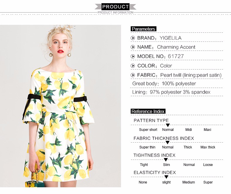 YIGELILA-Brand-61727-Latest-New-Women-Lemon-Print-O-neck-Flare-Sleeve-Summer-Casual-Dress-32660798386
