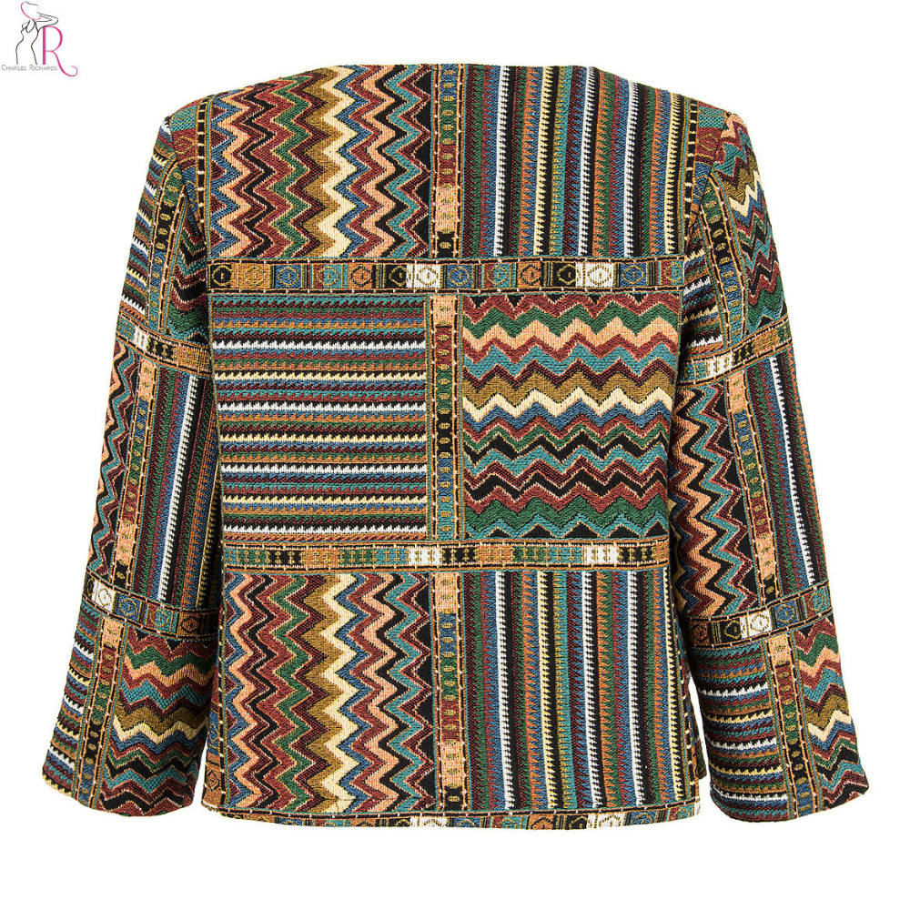 Yellow-Slim-Geometric-Folk-Tribal-Striped-Jacket-Coat-Outwear-Open-Front-Three-Quarter-Sleeve-Casual-32701965963