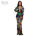 Yilia-2017-Long-Dress-Women-Casual-Summer-Stripe-Floral-Print-Deep-V-Neck-Floor-Length-Puff-Sleeve-S-32786407271