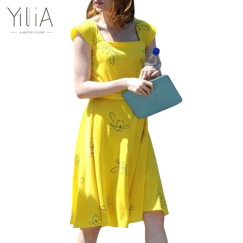 Yilia-2017-New-La-La-Land-Dress-Mia-Emma-Stone-Summer-Yellow-Floral-Skater-Dress-Vestidos-Plus-Size--32798556235