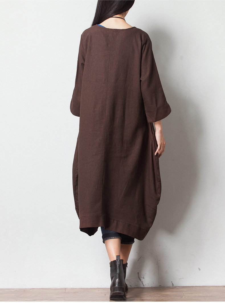 YoYiKamomo-2017-women--dress-Cotton--linen--embroidery-three-quarter-sleeve-dress--loose-summer-big--32610082665