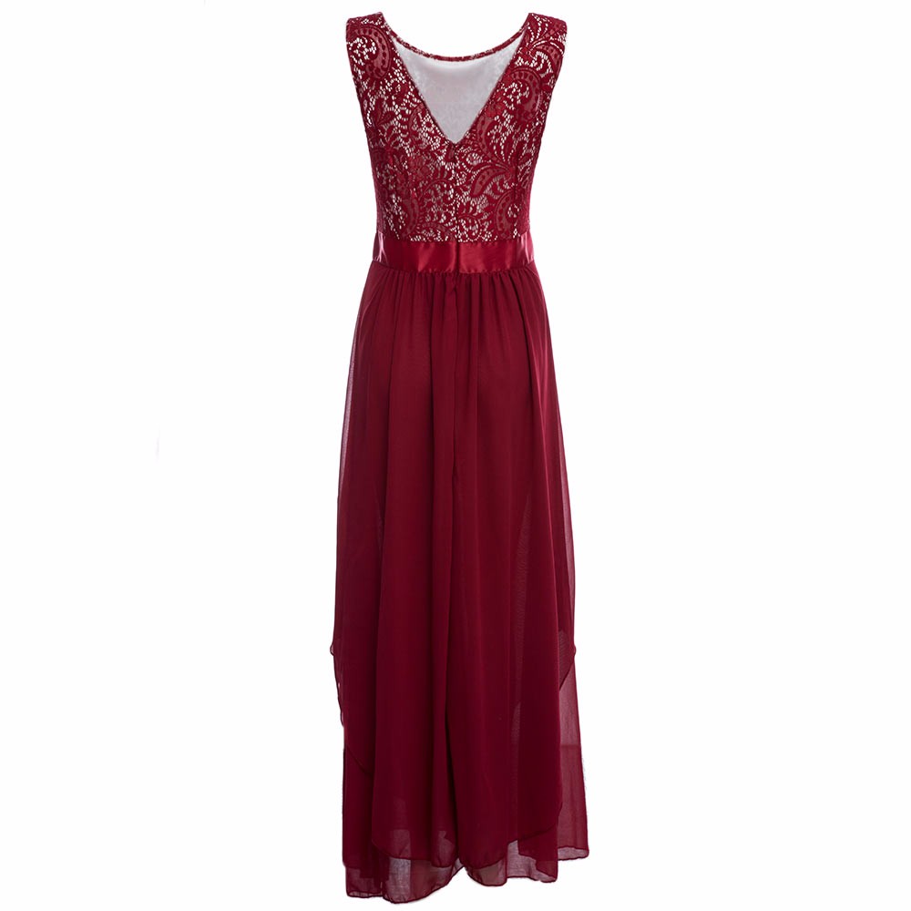 ZAFUL-Black-Bordeaux-Elegant-Women-Luxury-A-Line-Vintage-Dress-M2XL-Lace-Maxi-Party-Prom-Chiffon-Dre-32687131436