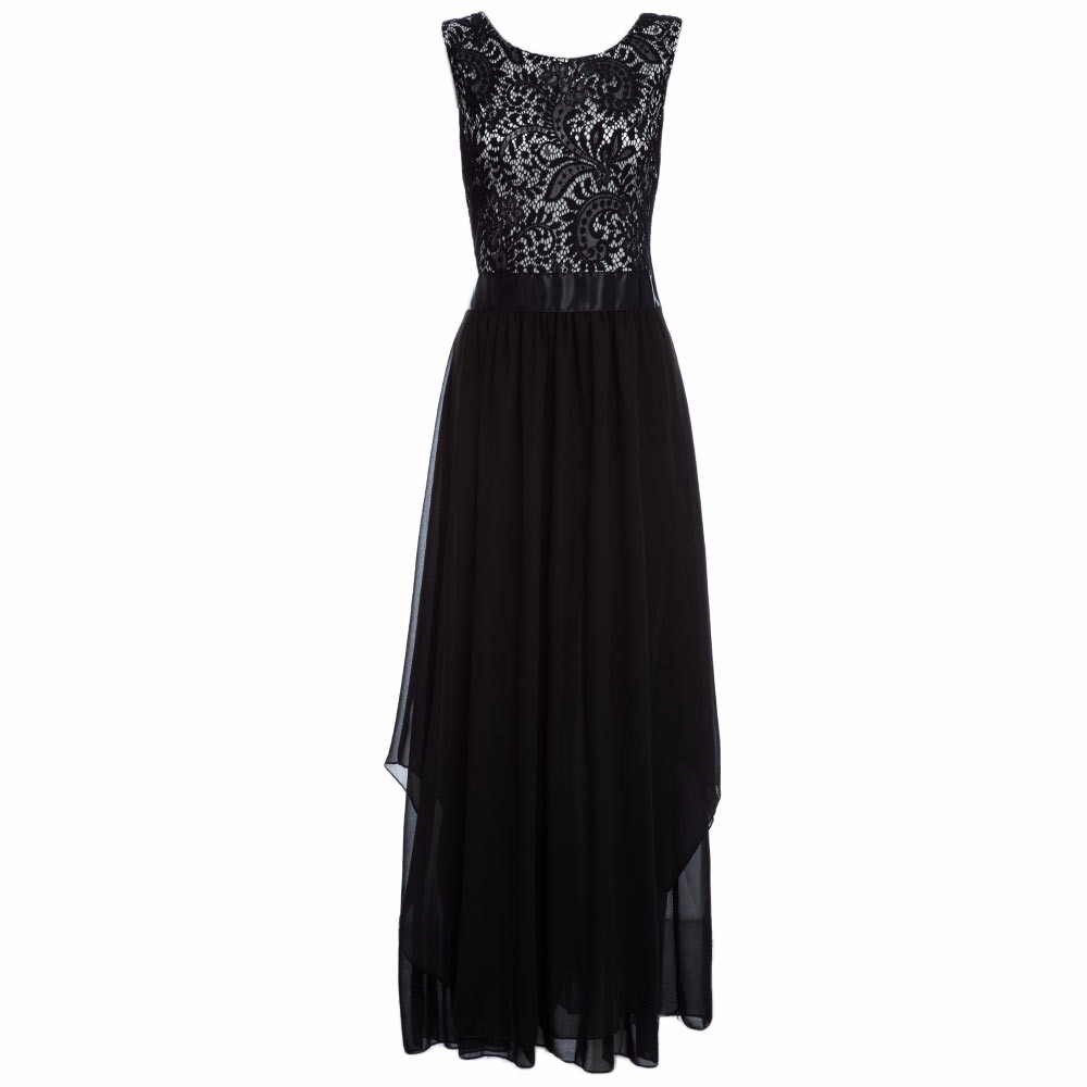 ZAFUL-Black-Bordeaux-Elegant-Women-Luxury-A-Line-Vintage-Dress-M2XL-Lace-Maxi-Party-Prom-Chiffon-Dre-32687131436