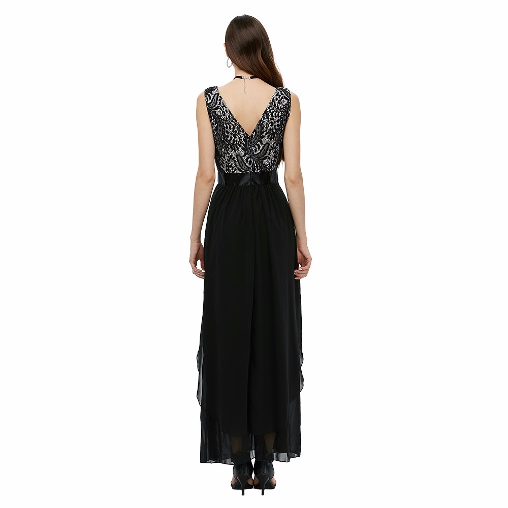 ZAFUL-Black-Bordeaux-Elegant-Women-Luxury-A-Line-Vintage-Dress-M2XL-Lace-Maxi-Party-Prom-Chiffon-Dre-32687131436