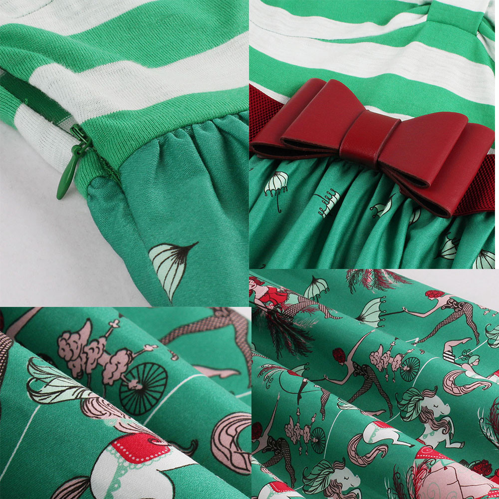 ZAFUL-Brand-New-Green-Vintage-V-Neck-print-Women-Dress-Retro-Robe-Rockabilly-Feminino-Vestidos-50s-T-32787605177