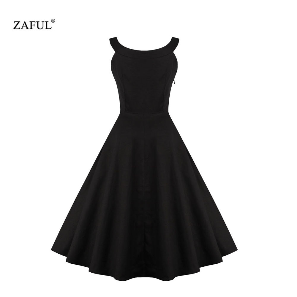 ZAFUL-Brand-Plus-Size-Women-Dress-Vintage-robe-rockabilly-50s-Black-Embroidery-Sleeveless-Swing-Part-32712509302