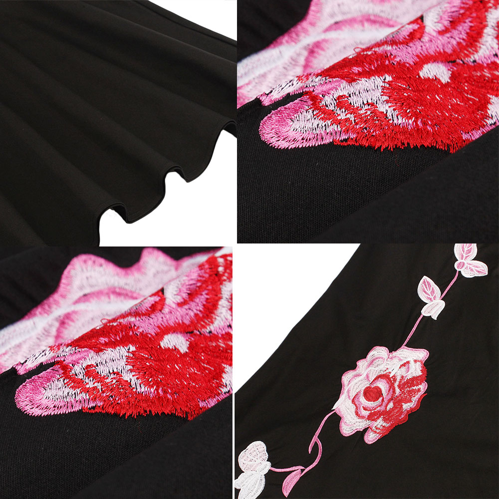 ZAFUL-Brand-Plus-Size-Women-Dress-Vintage-robe-rockabilly-50s-Black-Embroidery-Sleeveless-Swing-Part-32712509302