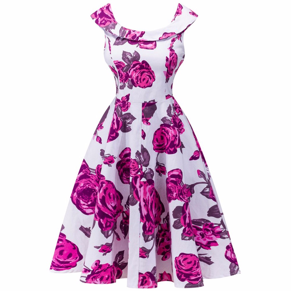 ZAFUL-Brand-Women-Vintage-Dress-Pink-Floral-Big-Size-S2XL-60s-Swing-Feminino-Vestidos-O-Neck-Sleevel-32767822338