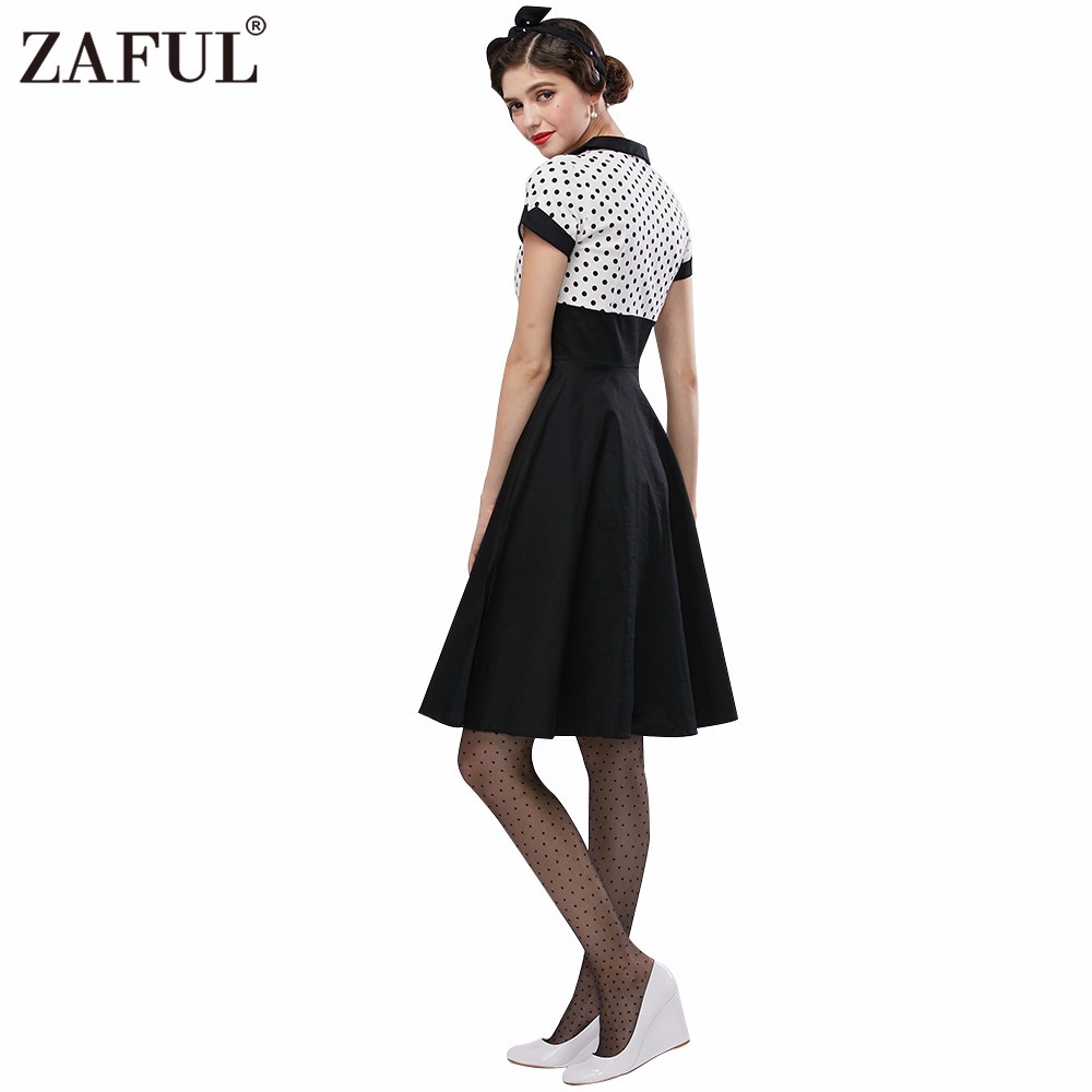 ZAFUL-New-Plus-size-Summer-Women-black-polk-dot-vintage-Dress-Audrey-hepbum-1950s-robe-Party-Retro-D-32765112841