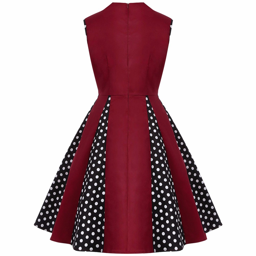 ZAFUL-Plus-Size-S4XL-Brand-New-Women-Sleeveless-High-Waist-Turn-Down-Collar-Vintage-Dress-Polka-Dot--32770420906