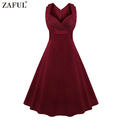 ZAFUL-Plus-Size-Women-Elegant-Sleeveless-Belts-Dress-Solid-Color-Turn-down-Collar-Cotton-Female-Vint-32746010569