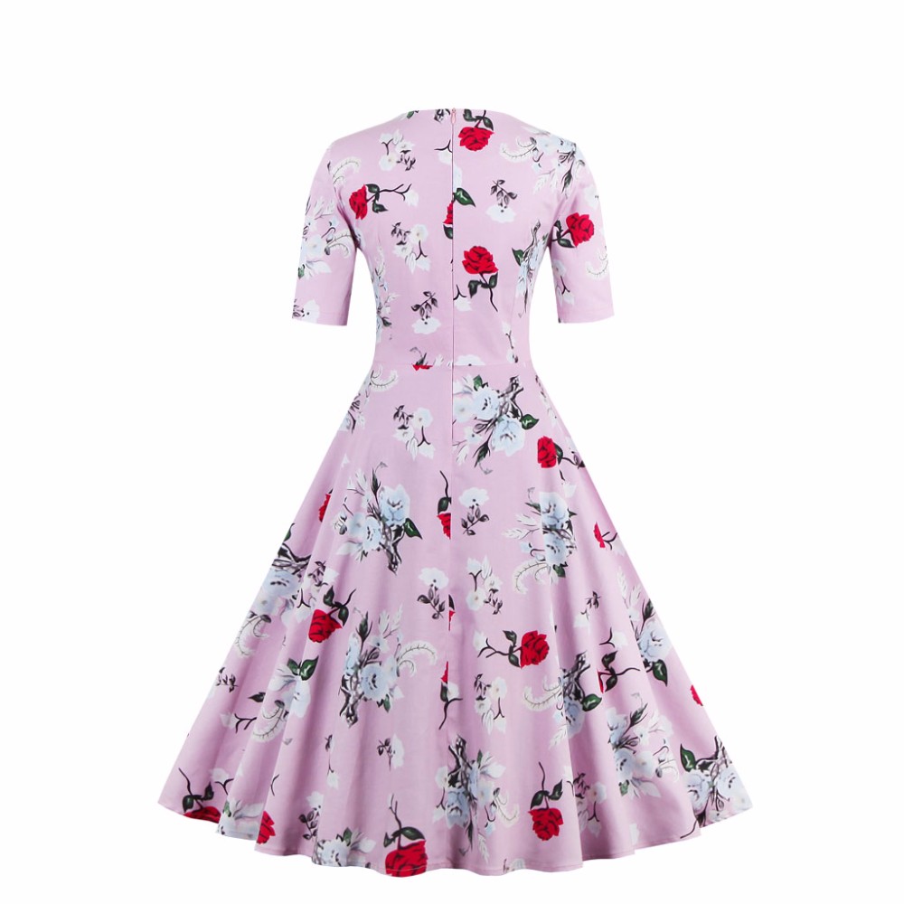 ZAFUL-Spring-Women-Plus-Size-4XL-Cotton-Stretchy-Floral-Print-Vintage-Retro-Dress-Square-Collar-Swin-32753751659