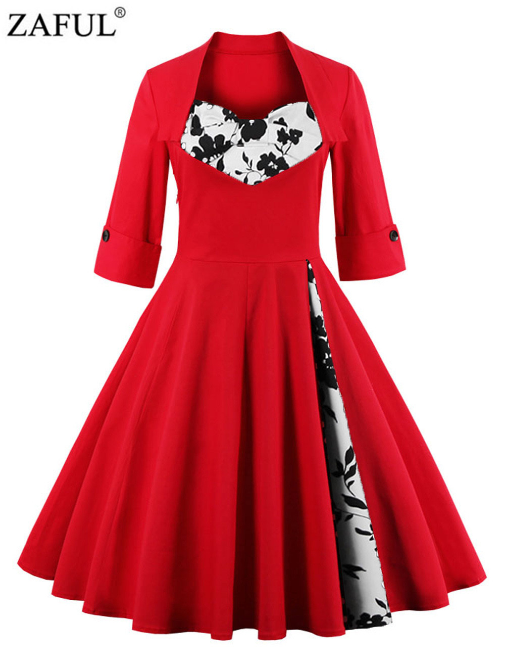 ZAFUL-UK-Women-plus-size-clothing-Audrey-hepburn-50s-Vintage-elegant-V-neck-robe-feminino-Ball-Gown--32772791290