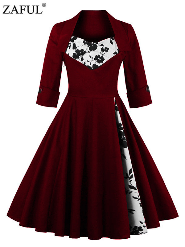 ZAFUL-UK-Women-plus-size-clothing-Audrey-hepburn-50s-Vintage-elegant-V-neck-robe-feminino-Ball-Gown--32772791290