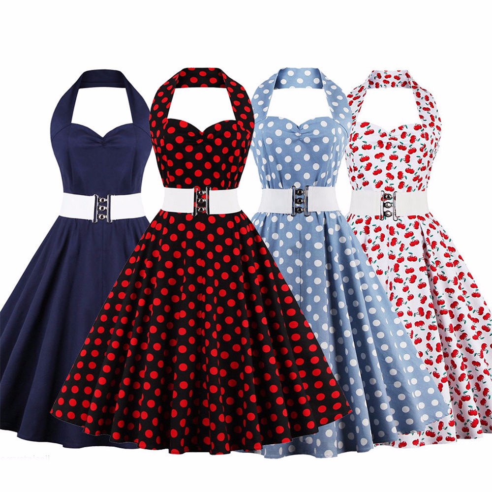 ZAFUL-Woman-Retro-Polka-Dot-Dress-Sexy-Halter-Sleeveless-Backless-Ruffles-4color-L4XL-60s-Vintage-Fe-32757934572