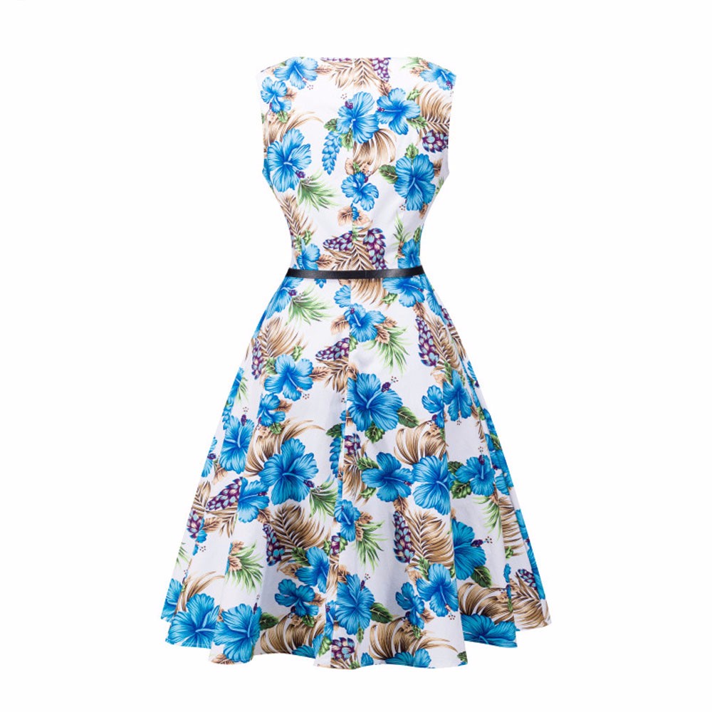 ZAFUL-Women-50s-Audrey-Vintage-dress-Flower-Floral-Dot-Print-O-Neck-Sleeveless-S2XL-Swing-Feminino-V-32761858248