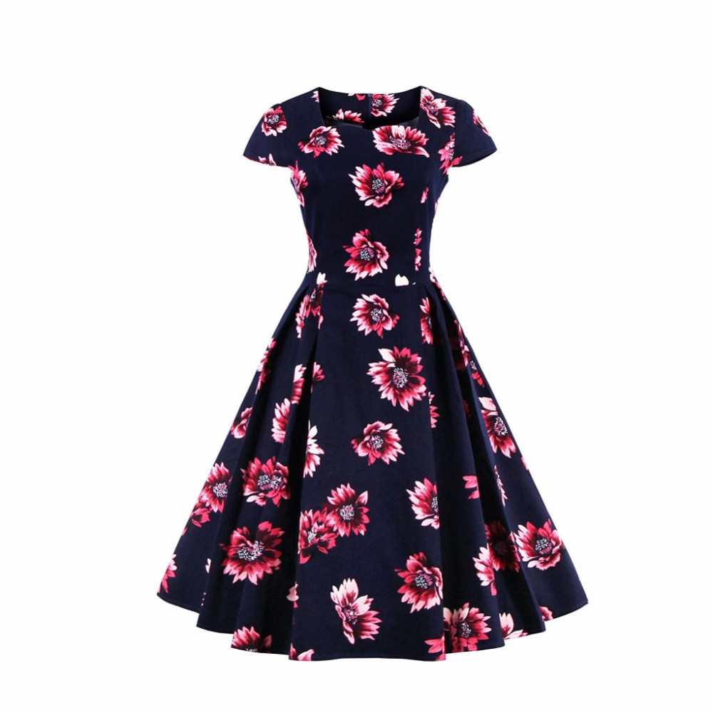 ZAFUL-Women-Plus-Size-S4XL-Cotton-Stretchy-Vintage-Floral-Dress-60s-AudreyRetro-Rockabilly-Swing-Ele-32753711704