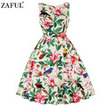 ZAFUL-Women-Retro-Dress-Rockabilly-Hepburn-Rose-flower-print-Party-Prom-Ball-Gown-Swing-50s-60s-Pin--32673860235