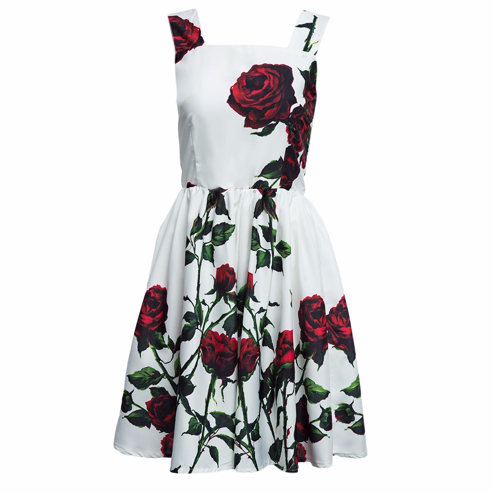 ZAFUL-Women-Retro-Dress-Rockabilly-Hepburn-Rose-flower-print-Party-Prom-Ball-Gown-Swing-50s-60s-Pin--32673860235