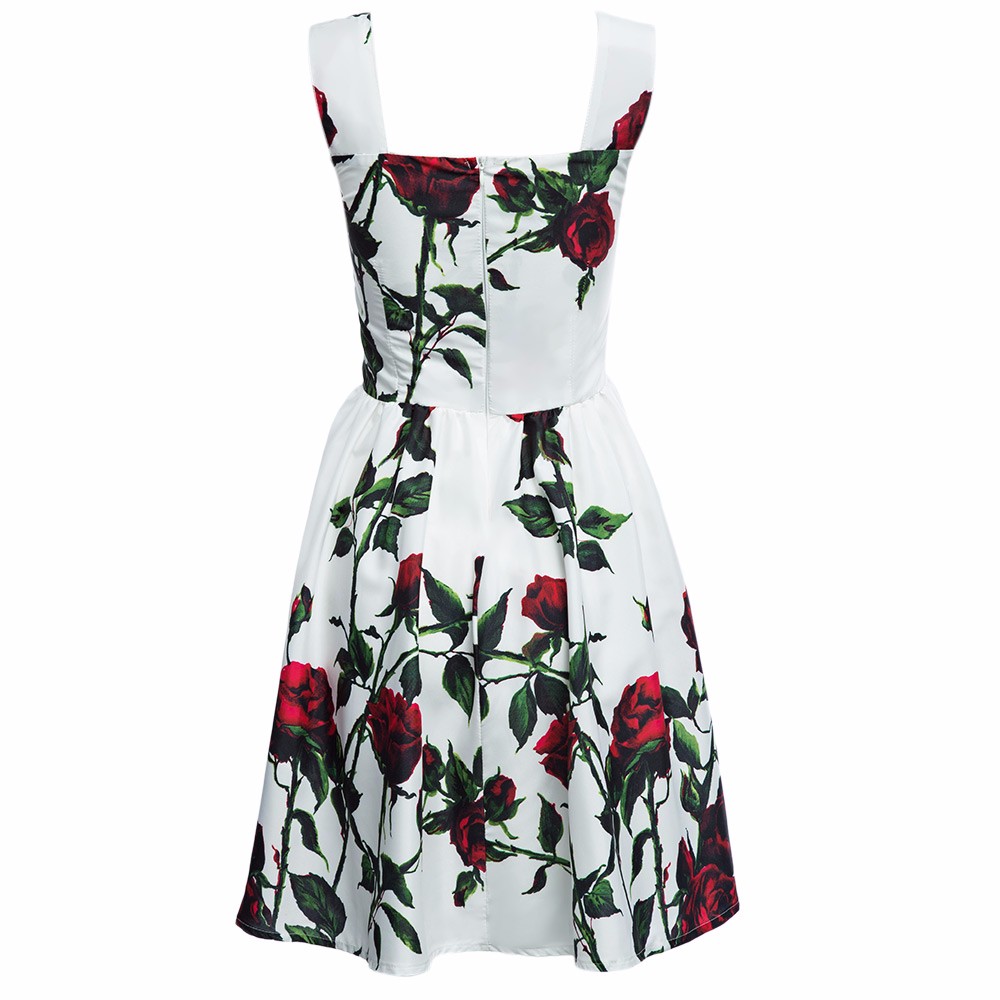 ZAFUL-Women-Retro-Dress-Rockabilly-Hepburn-Rose-flower-print-Party-Prom-Ball-Gown-Swing-50s-60s-Pin--32673860235