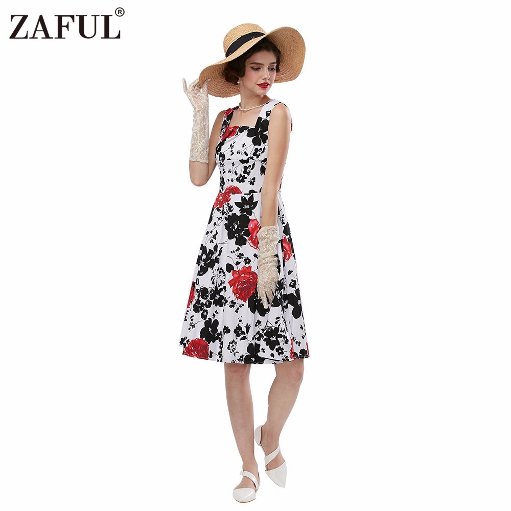 ZAFUL-Women-Rose-Floral-Vintage-Dress-50s-Audrey-hepburn-Rockabilly-Ball-gown-Plus-sizes-S4XL-Party--32656487213