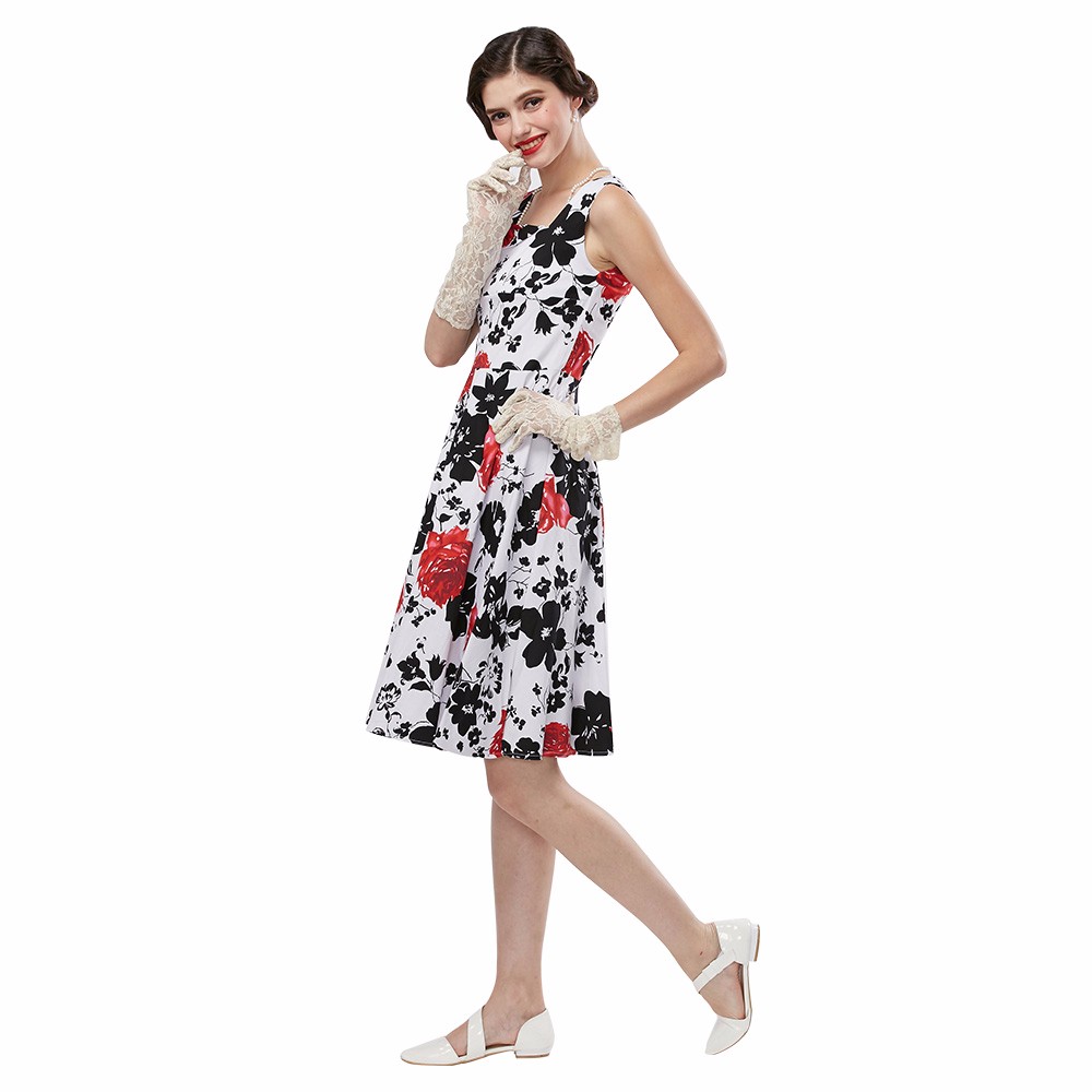 ZAFUL-Women-Rose-Floral-Vintage-Dress-50s-Audrey-hepburn-Rockabilly-Ball-gown-Plus-sizes-S4XL-Party--32656487213