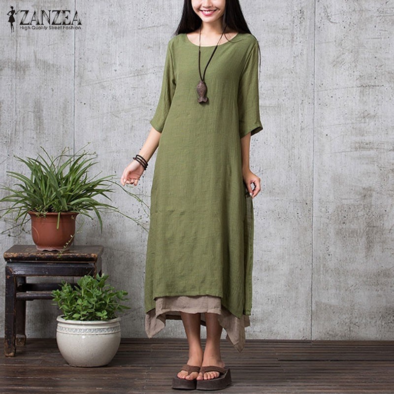 ZANZEA-Fashion-Cotton-Linen-Vintage-Dress-2017-Summer-Autumn-Women-Casual-Loose-Boho-Long-Maxi-Dress-32460480473