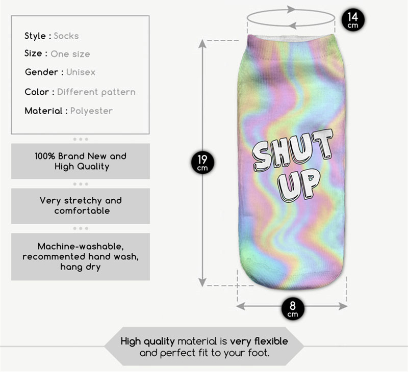 Zohra-Neon-Socks-3D-Printing-Female-Socks-Women-Low-Cut-Ankle-Socks-Calcetines-Mujer-Casual-Hosiery--32612650196