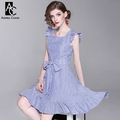 autumn-winter-runway-designer-womans-dress-dark-blue-suede-fabric-pink-blue-flower-print-side-belt-a-32764993893