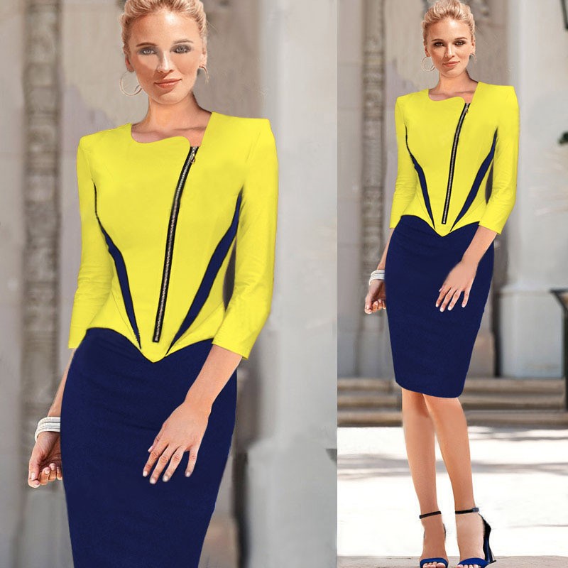 eSale-Womens-Autumn-Winter-Long-Sleeve-Color-Block-Front-Zipper-Slim-Bodycon-Sheath-Party-Prom-Casua-32499942565