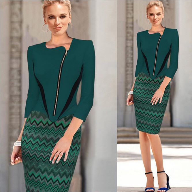 eSale-Womens-Autumn-Winter-Long-Sleeve-Color-Block-Front-Zipper-Slim-Bodycon-Sheath-Party-Prom-Casua-32499942565