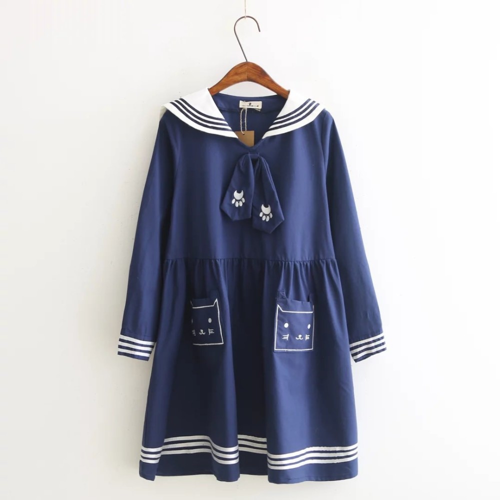 ladies-fresh-navy-stylish-long-sleeve-double-pockets-cat-embroidery-dress-girls-sweet-preppy-dresses-32690629611