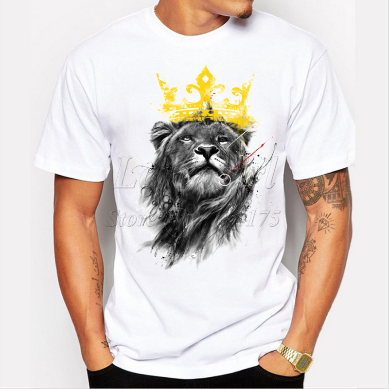 men39s-lastest-2017-fashion-short-sleeve-king-of-lion-printed-t-shirt-funny-tee-shirts-Hipster-O-nec-32439383799