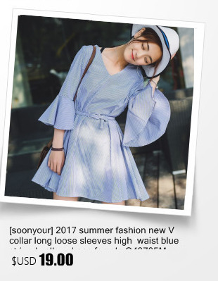 soonyour-2017-Spring-Summer-Two-Pieces-Blue-Black-Color-Lotus-Sleeve-O-Neck-Stripe-Jumper-Irregular--32797762247