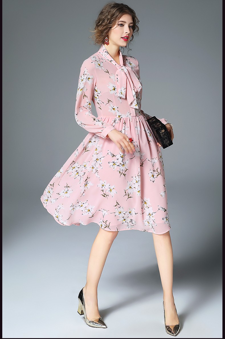 spring-summer-runway-designer-woman-dress-pink-dark-blue-silk-dress-white-flower-print-collar-bow-fa-32785878493