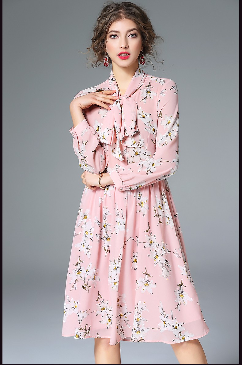 spring-summer-runway-designer-woman-dress-pink-dark-blue-silk-dress-white-flower-print-collar-bow-fa-32785878493