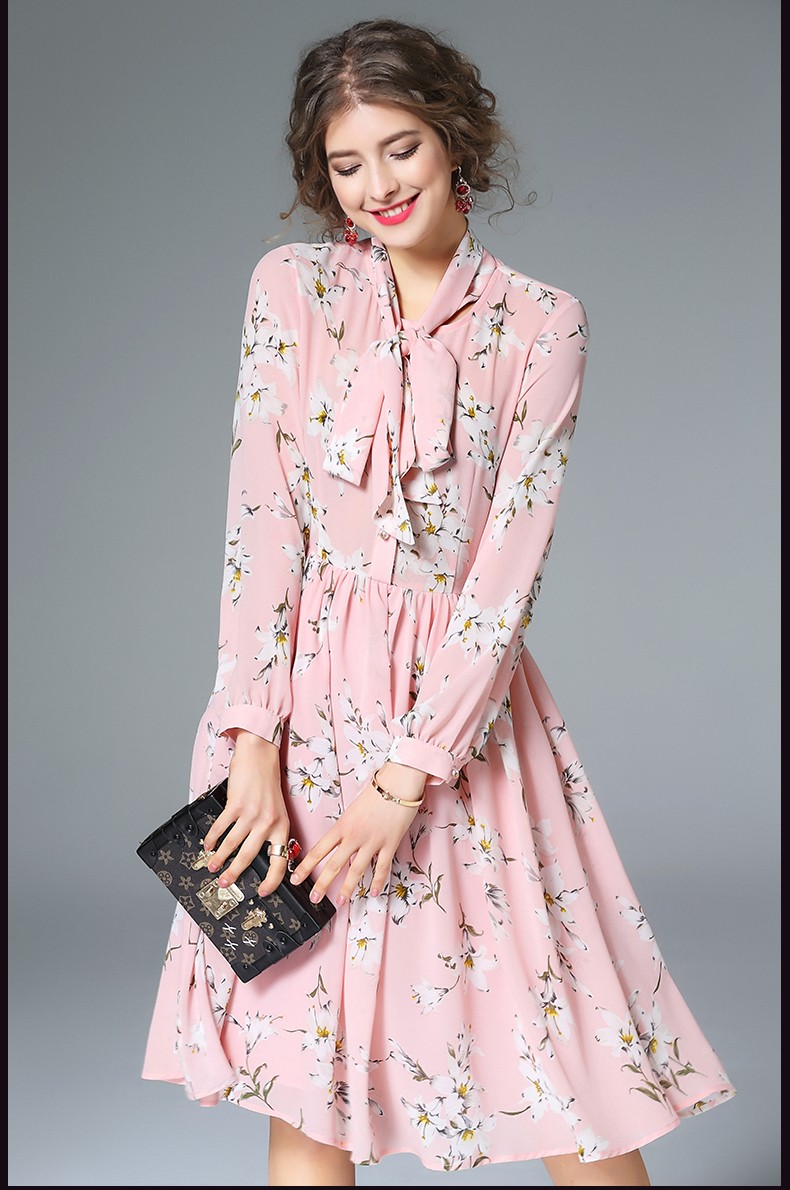 spring-summer-runway-designer-woman-dress-pink-dark-blue-silk-dress-white-flower-print-collar-bow-fa-32785878493