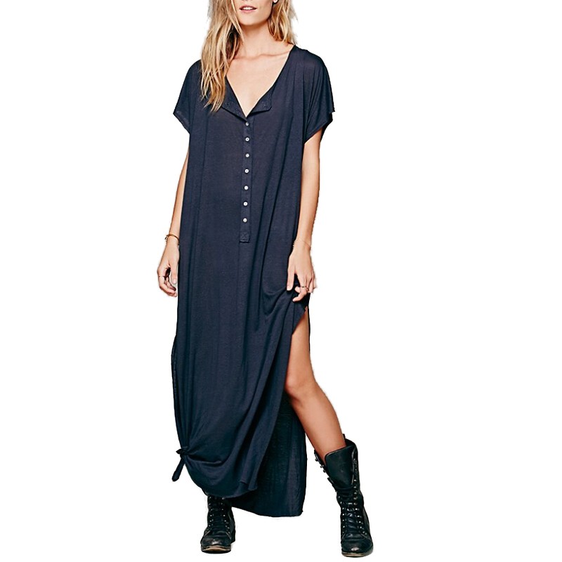 women-beach-style-short-sleeve-maxi-dress-sexy-loose-side-split-O-neck-solid-ladies-summer-casual-lo-1000001240875
