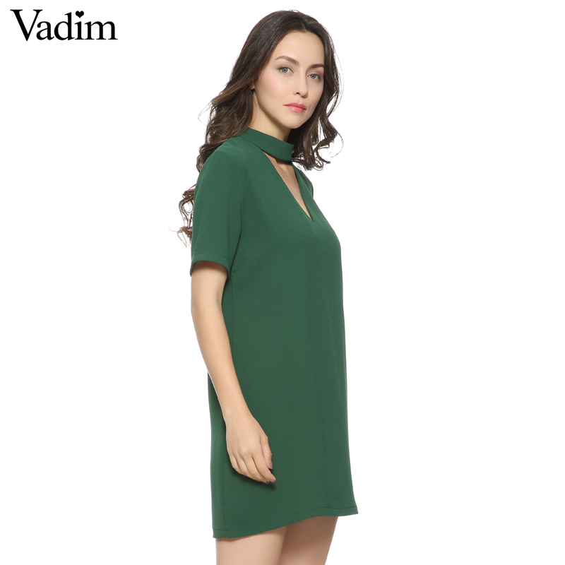 women-sexy-cut-out-V-neck-dress-short-sleeve-mini-dresses-solid-black-green-ladies-summer-casual-str-32749080157