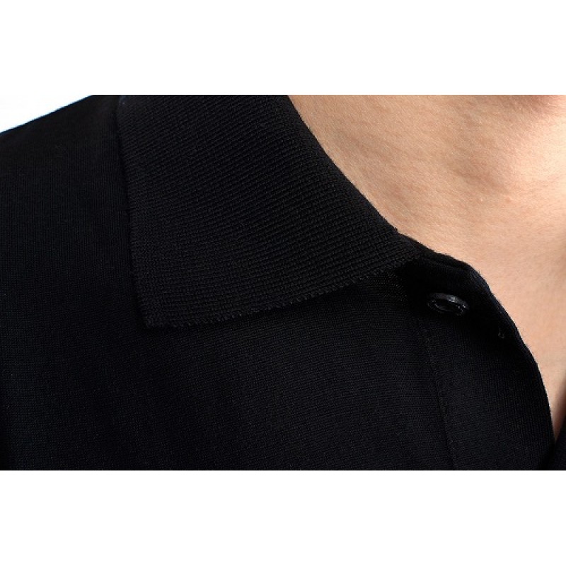 Men's 100% New Merino Wool Short Sleeve blak POLO Shirt Out Door ...