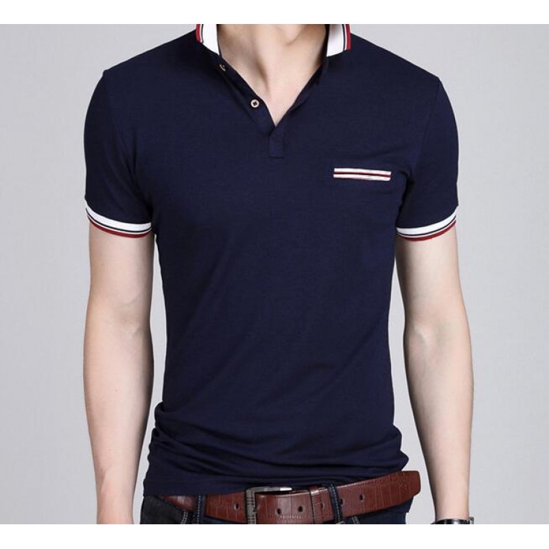 2016 fashion new design solid color men's short sleeve polo shirt slim ...