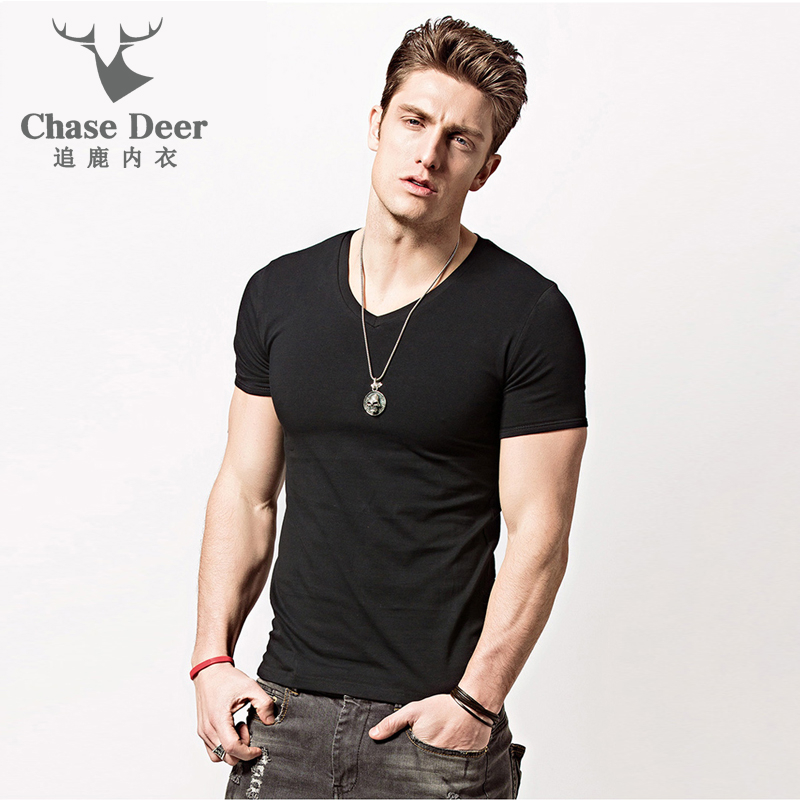 2017 Men T-Shirt Chase Deer Solid Cotton Brand Clothing Fitness Elistic ...