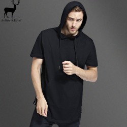 Aelfric Eden Men Longline Solid Color Side Zipper Short Sleeve Hoodie Man Casual Hipster Hip Hop Skateboard Long Hoodies