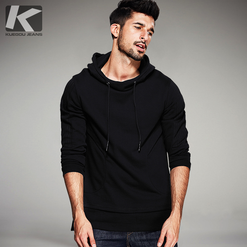 Autumn Mens Casual Hoodies Patchwork Black Pullover Man's Brand ...