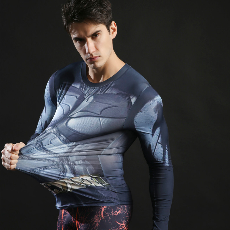 Batman Compression T shirt Superhero Tops 3d Fitness Men T-shirts Superman Streetwear...
