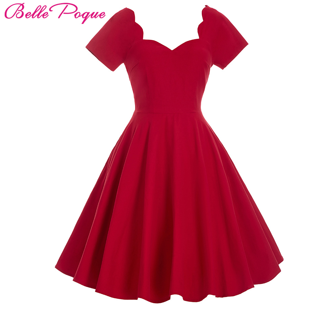 Belle Poque 1950s 60s Red Rockabilly Dress Robe Sexy Tunic Retro ...
