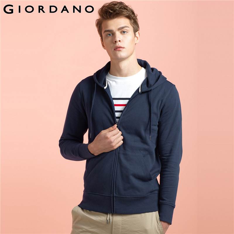 Giordano Men Sweatshirt Long Sleeves Hoodie Kanga Pocket Sweatshirt ...