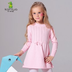 KAMIWA 100% Cotton Girls Dresses Long Sleeve Sweaters Baby Girls Clothing T-Shirts Kids Clothes Tees Children's Pullovers Tops